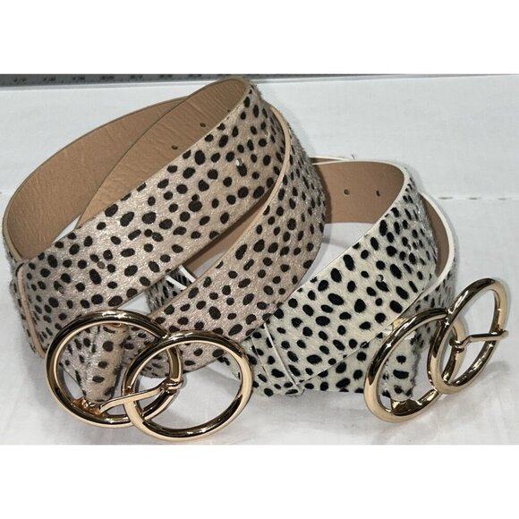 Faux Leather Fuzzy Leopard Belts (lot of 2) Small Medium Boutique Rockabilly - Picture 1 of 6